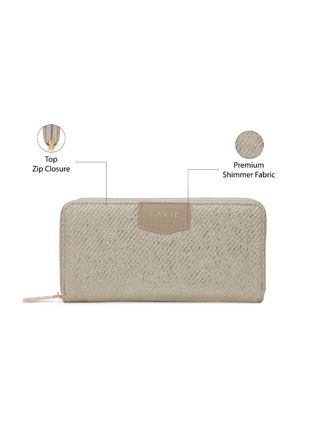 لافي محفظة نسائية فاخرة بسحاب كبير بتصميم جذاب بيج - Image 3